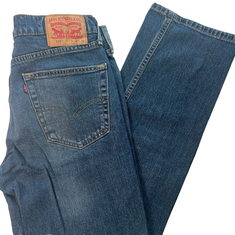 Levis 514 Men's Jeans 32x30 Denim Blue Straight Fit Five Pocket Actual W32 L29.5
